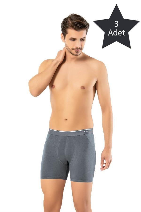Erdem 3'lü Füme Pamuk Elastan Uzun Boxer 1470