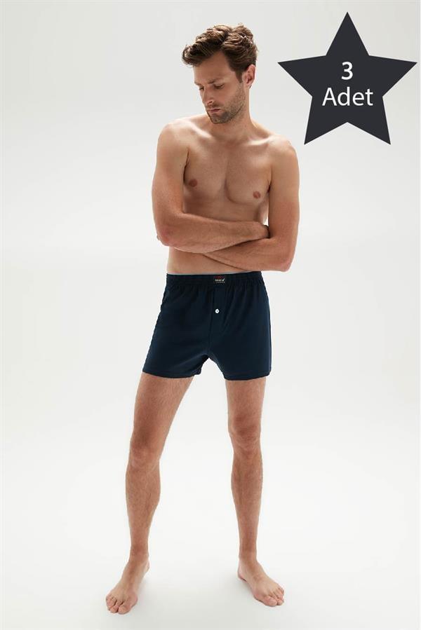 Erdem 3'lü Lacivert Penye Boxer 1400