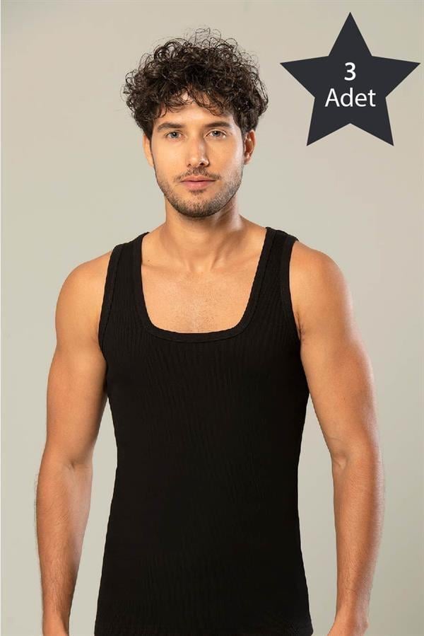 Erdem 3'lü Siyah Erkek Kaşkorse Atlet 11283