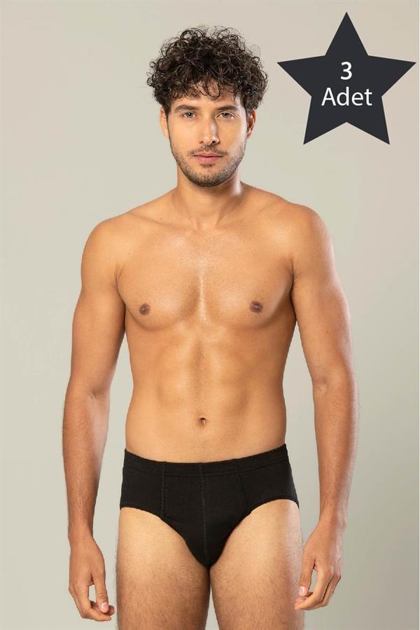 Erdem 3'lü Siyah Penye Slip 13003