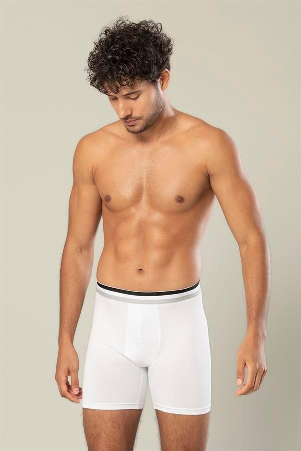 Erdem Beyaz Pamuk Elastan Uzun Boxer 1415