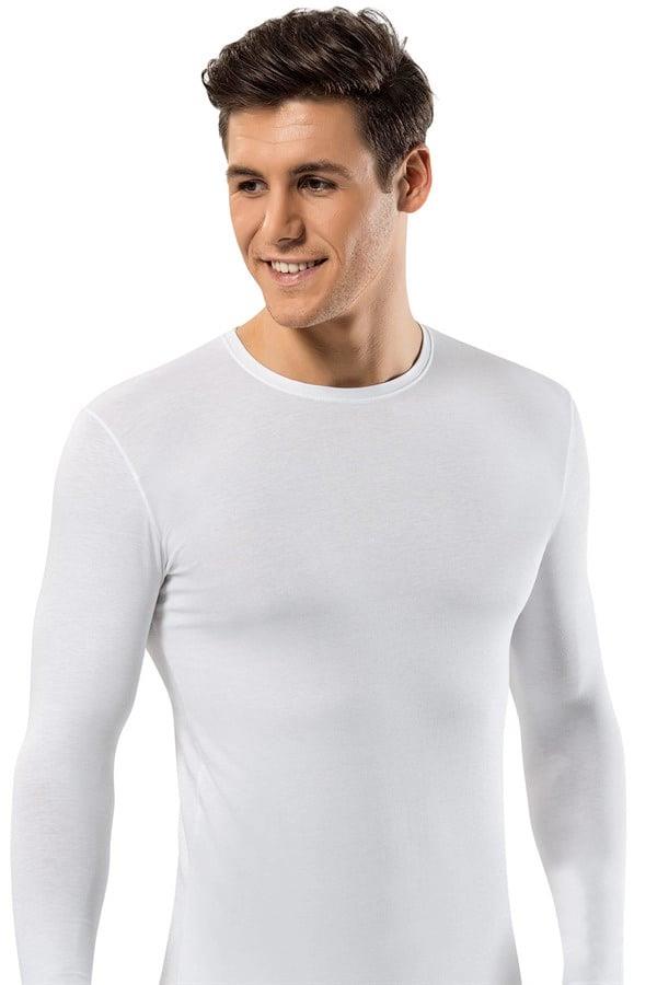 Erdem Beyaz Slim Fit Uzun Kol Tişört 1123
