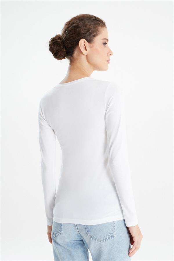 Erdem Beyaz Uzun Kol Body Tişört 2333