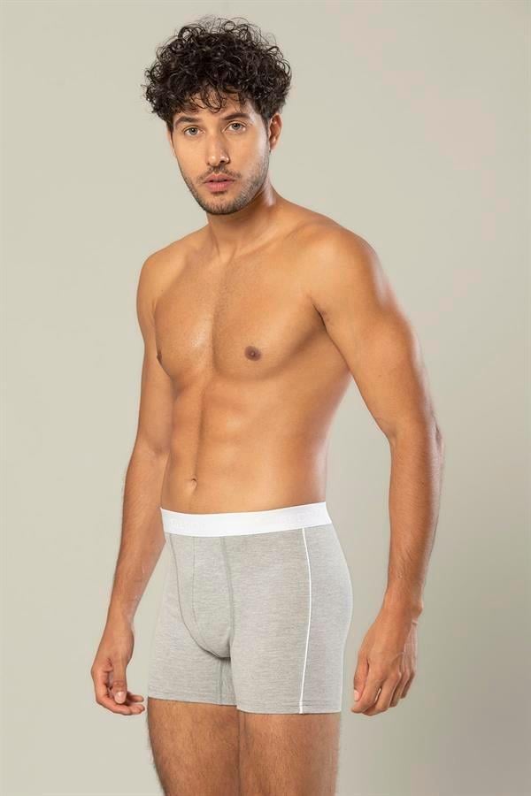 Erdem Gri Melanj Pamuk Elastan Uzun Boxer 1417