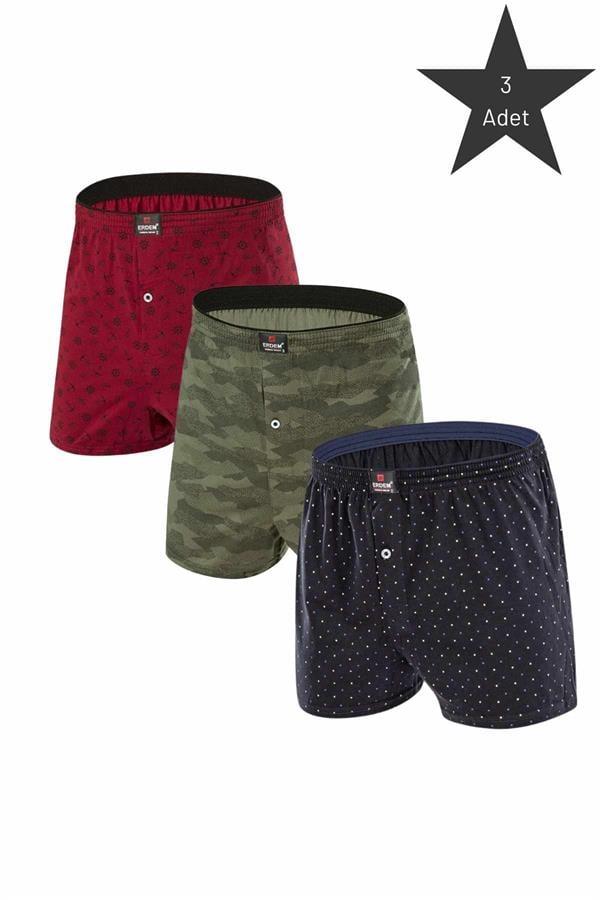 Erdem Karışık 3'lü Desenli Penye Boxer 1400DSN03