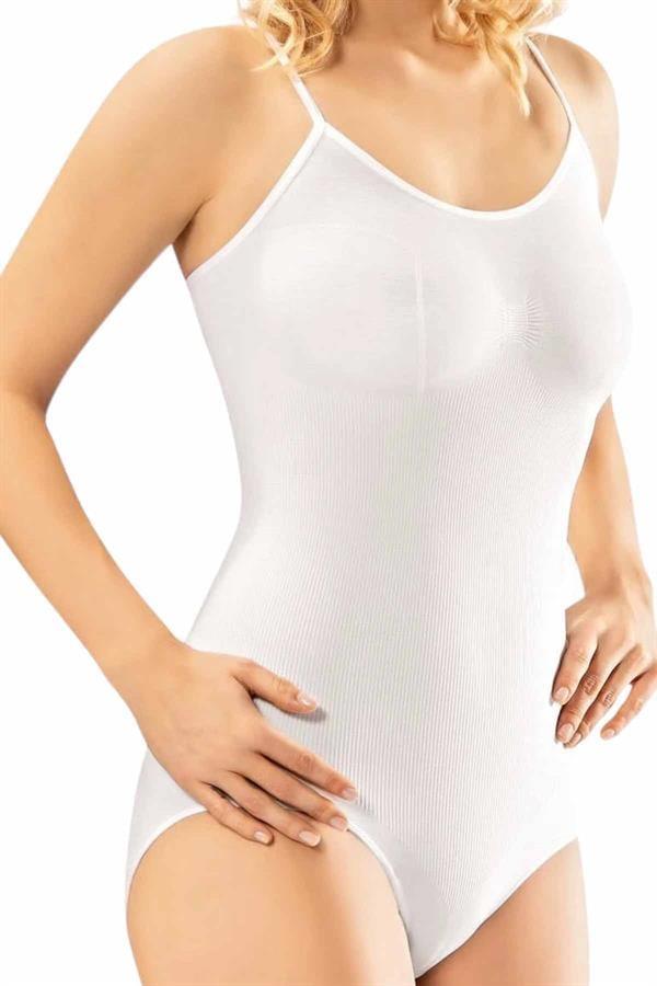 Erdem Siyah Kancalı Seamless İnce Askılı Korsajlı Body 616