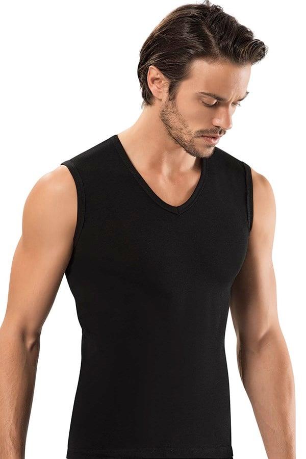 Erdem Siyah Slim Fit Kolsuz Derin V Yaka Atlet 1118