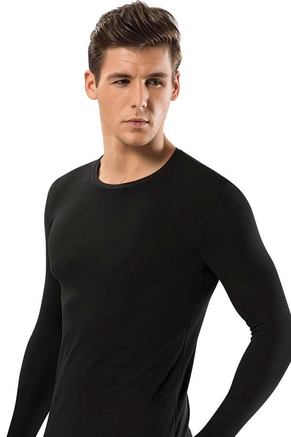 Erdem Siyah Slim Fit Uzun Kol Tişört 1123
