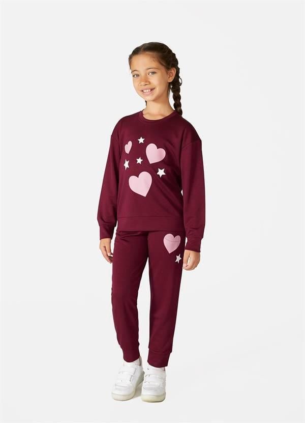Kız Çocuk Bordo Pijama Takımı 709