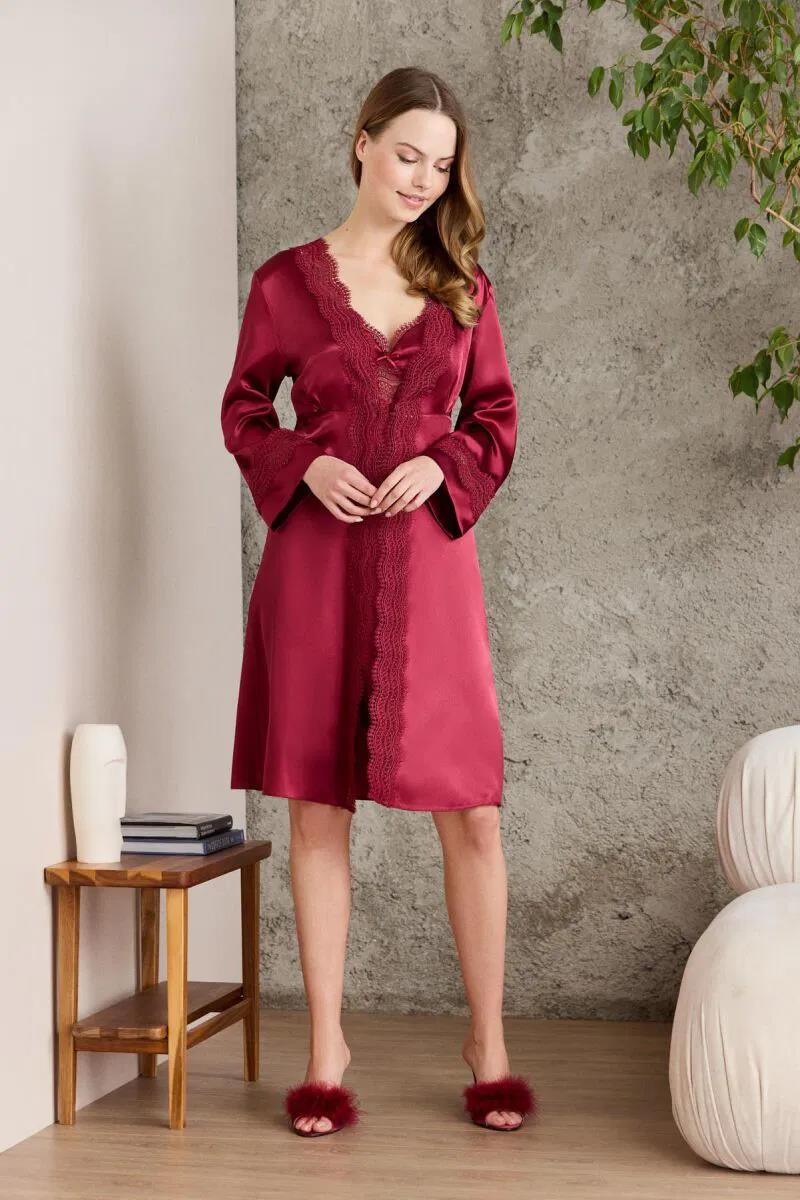 Saten Altılı Gelin Çeyiz Seti - 6010 Bordo