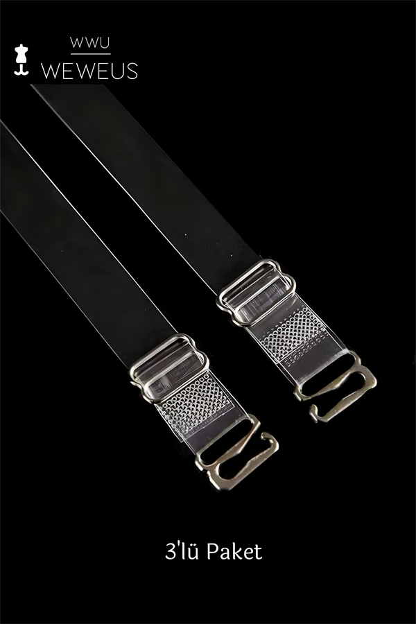 WeWeus 3'lü Kadın Şeffaf Sütyen Askısı Metal Uç 1001