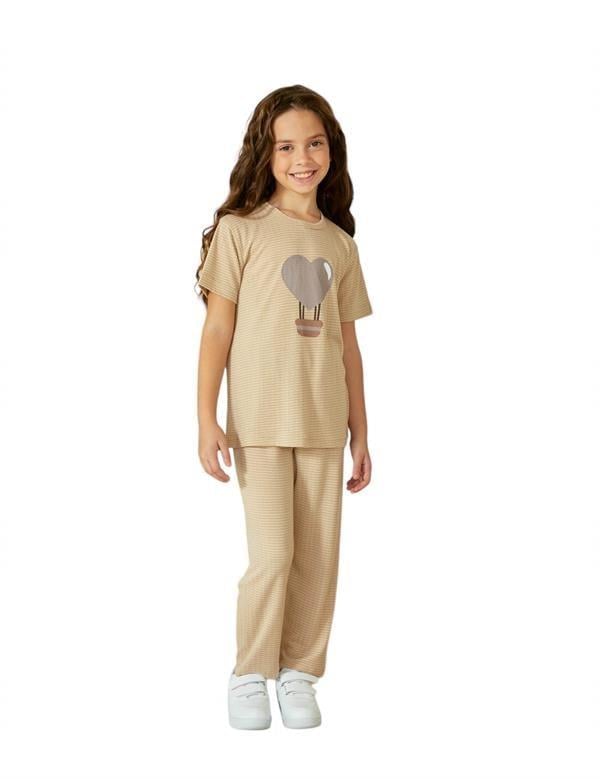 WeWeus Bej Kız Çocuk Pijama Takımı 829