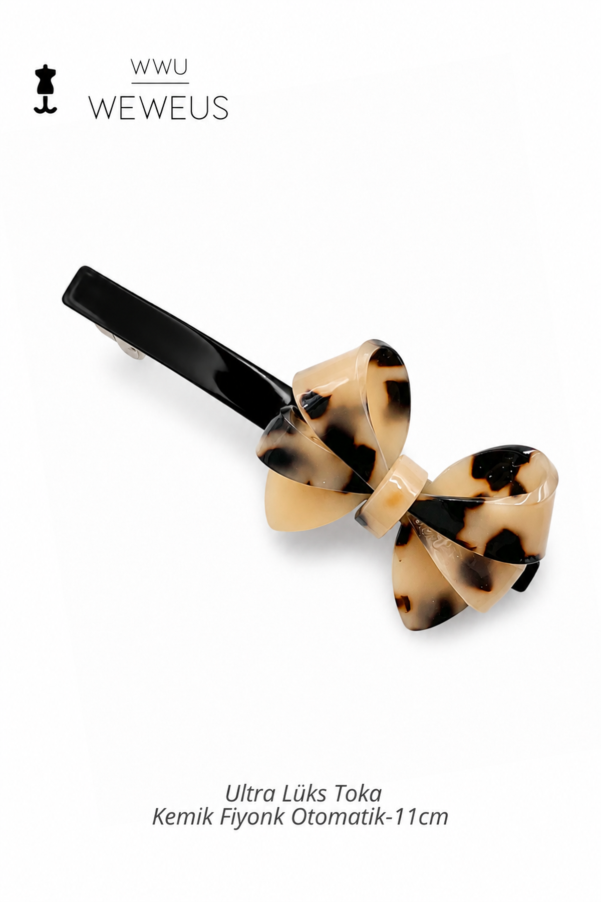WeWeus Bej Leopar Premium Kemik Otomatik Fiyonk Toka