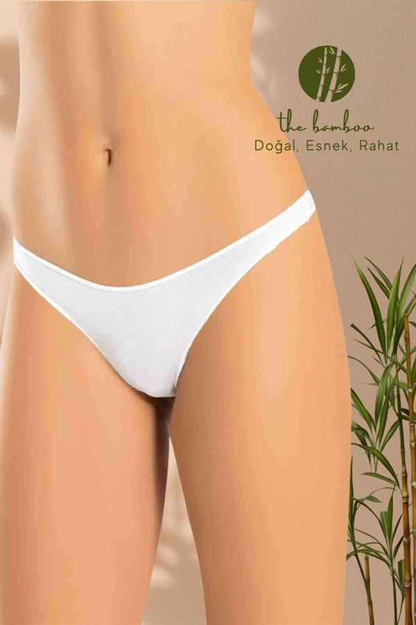 WeWeus Beyaz Bayan Süper İnce Doğal Bambu Lüks Tanga 2517