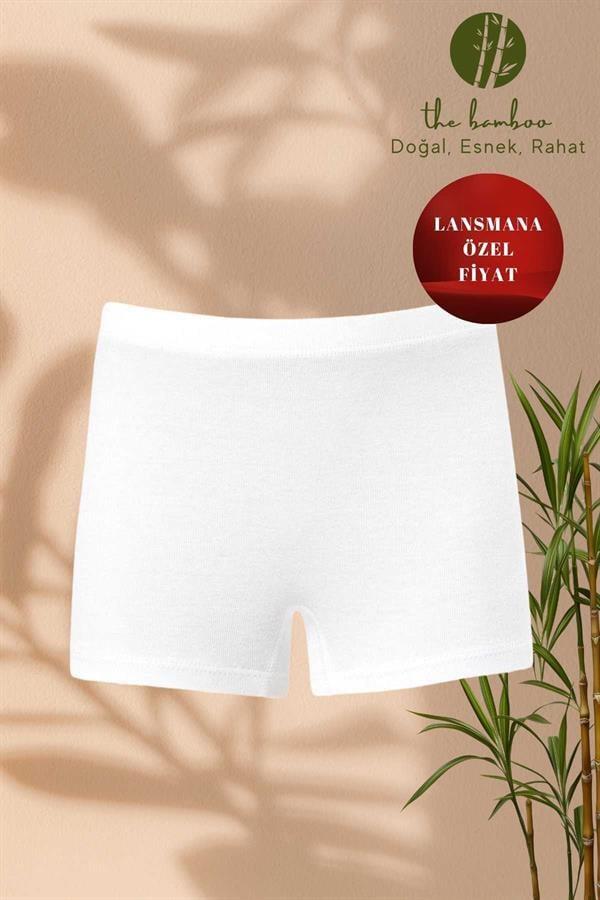 WeWeus Beyaz Kız Çocuk Süper İnce Doğal Bambu Lüks Boxer 4330