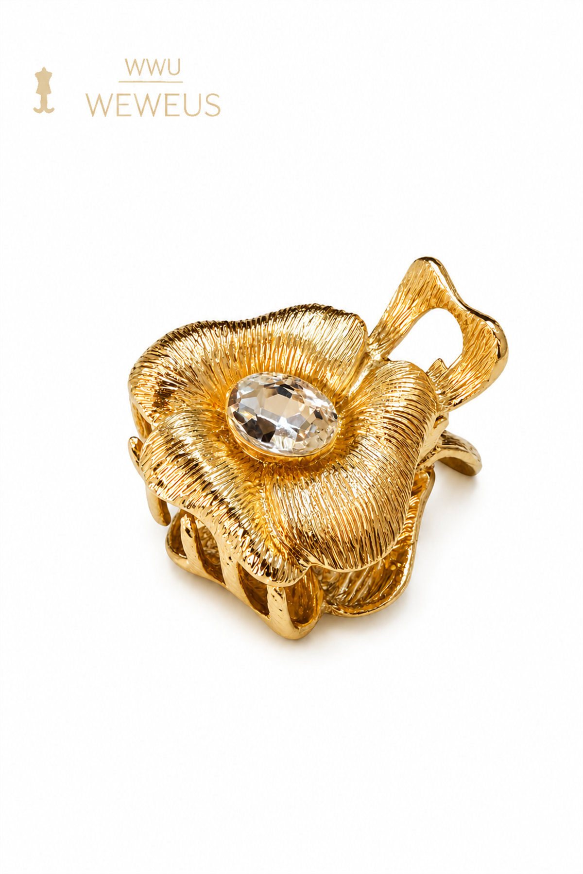 WeWeus Çiçek Taşlı Gold Parlak Sarı Metal Mini Premium Mandal Toka