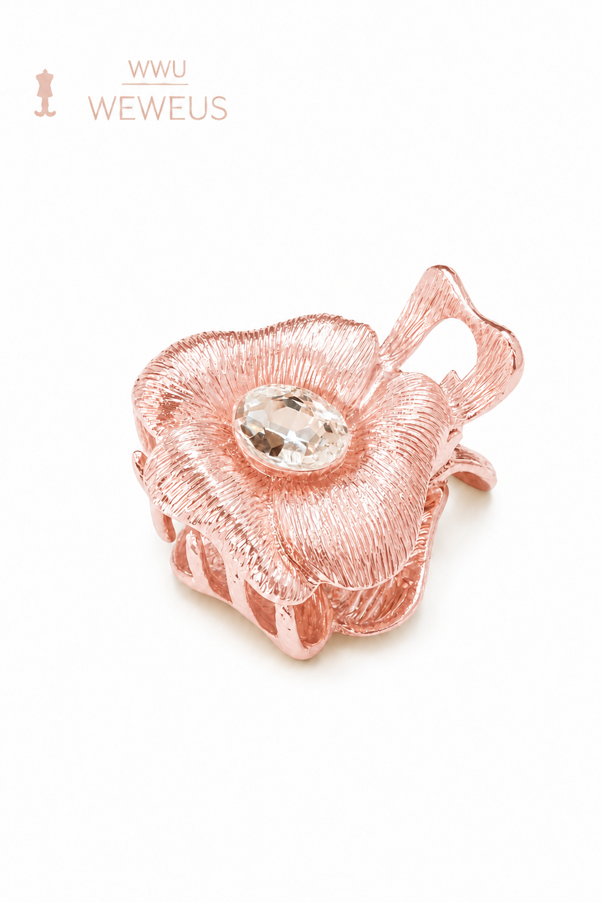 WeWeus Çiçek Taşlı Rose Metal Mini Premium Mandal Toka