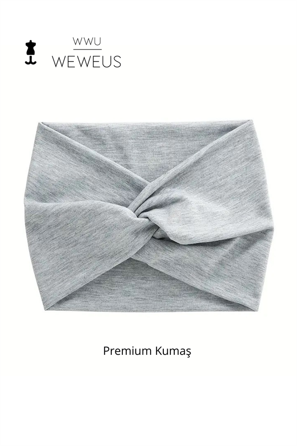 WeWeus Gri Melanj Premium Kadın Saç Bandı