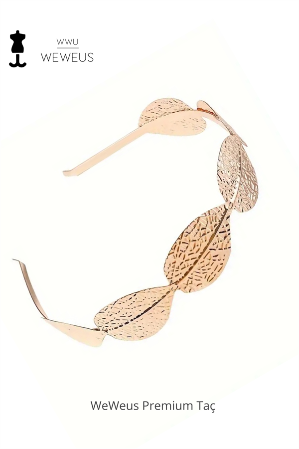 WeWeus Kadın Altın Rengi Orta Yaprak Parlak Lüks Taç