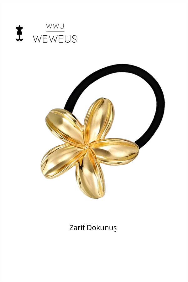 WeWeus Kadın Gold Altın Renk Parlak Çiçek Lastikli Toka