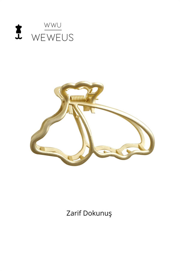 WeWeus Kadın Gold Altın Renk Parlak Kelebek Premium Toka