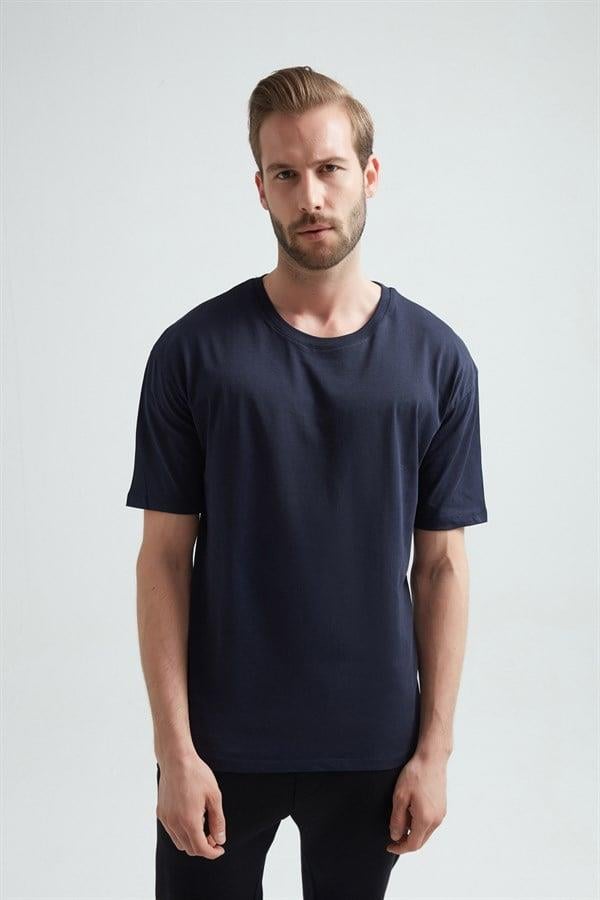 WeWeus Lacivert Oversize Erkek Tişört 1023