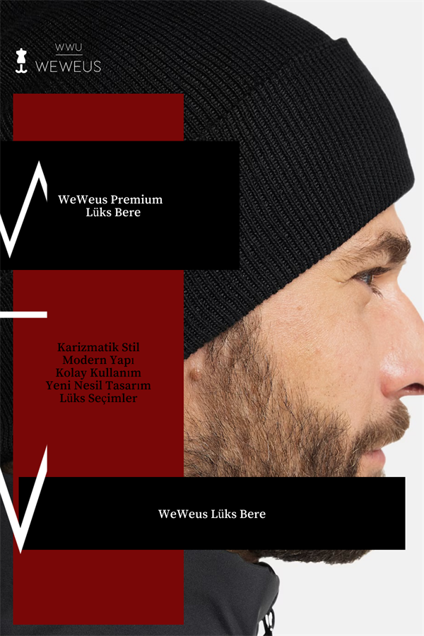 WeWeus Lüks Akrilik Siyah Erkek Bere