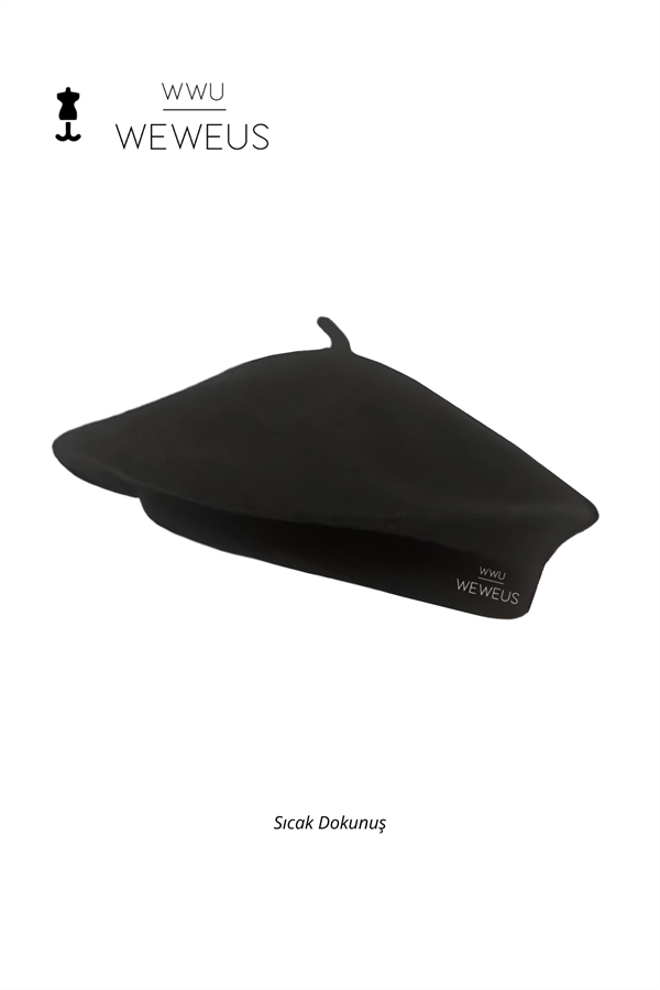 WeWeus Lüks Fransız Ressam Siyah Yün Şapka Bere