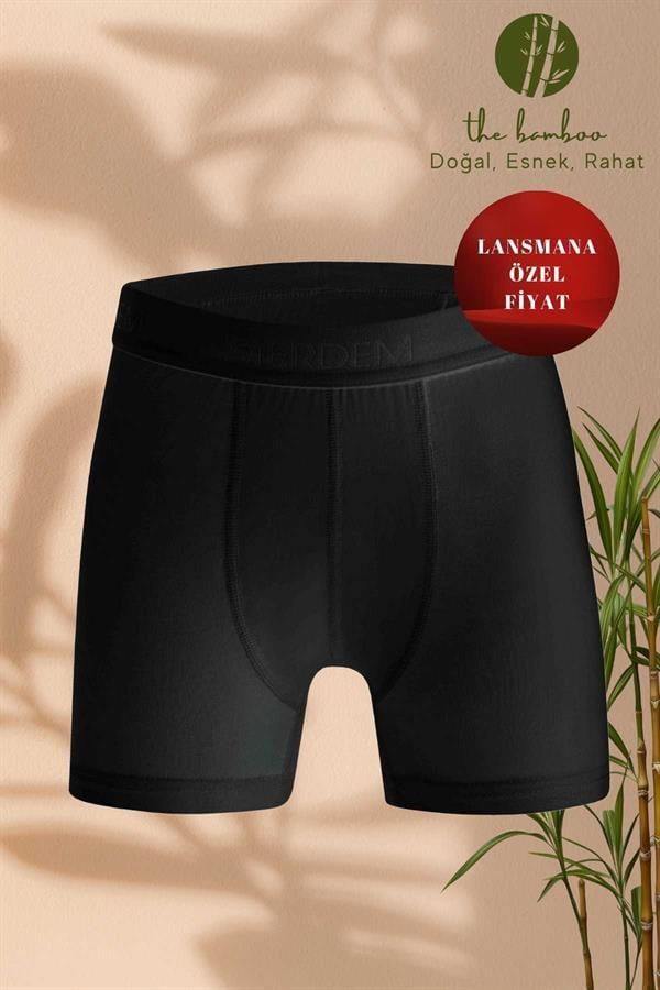WeWeus Siyah Erkek Çocuk Süper İnce Doğal Bambu Lüks Boxer 3365