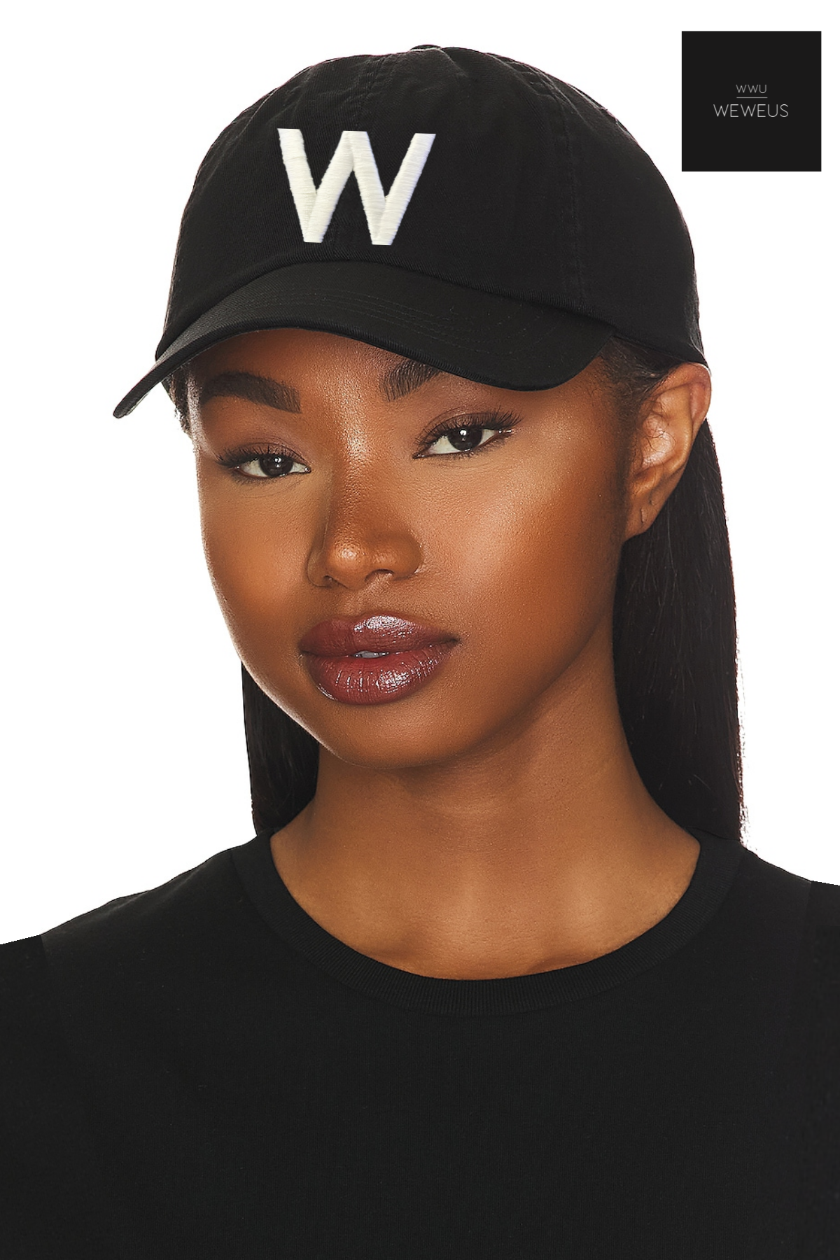 WeWeus Unisex Kadın Beyaz W İşlemeli Siyah Lüks Spor Şapka