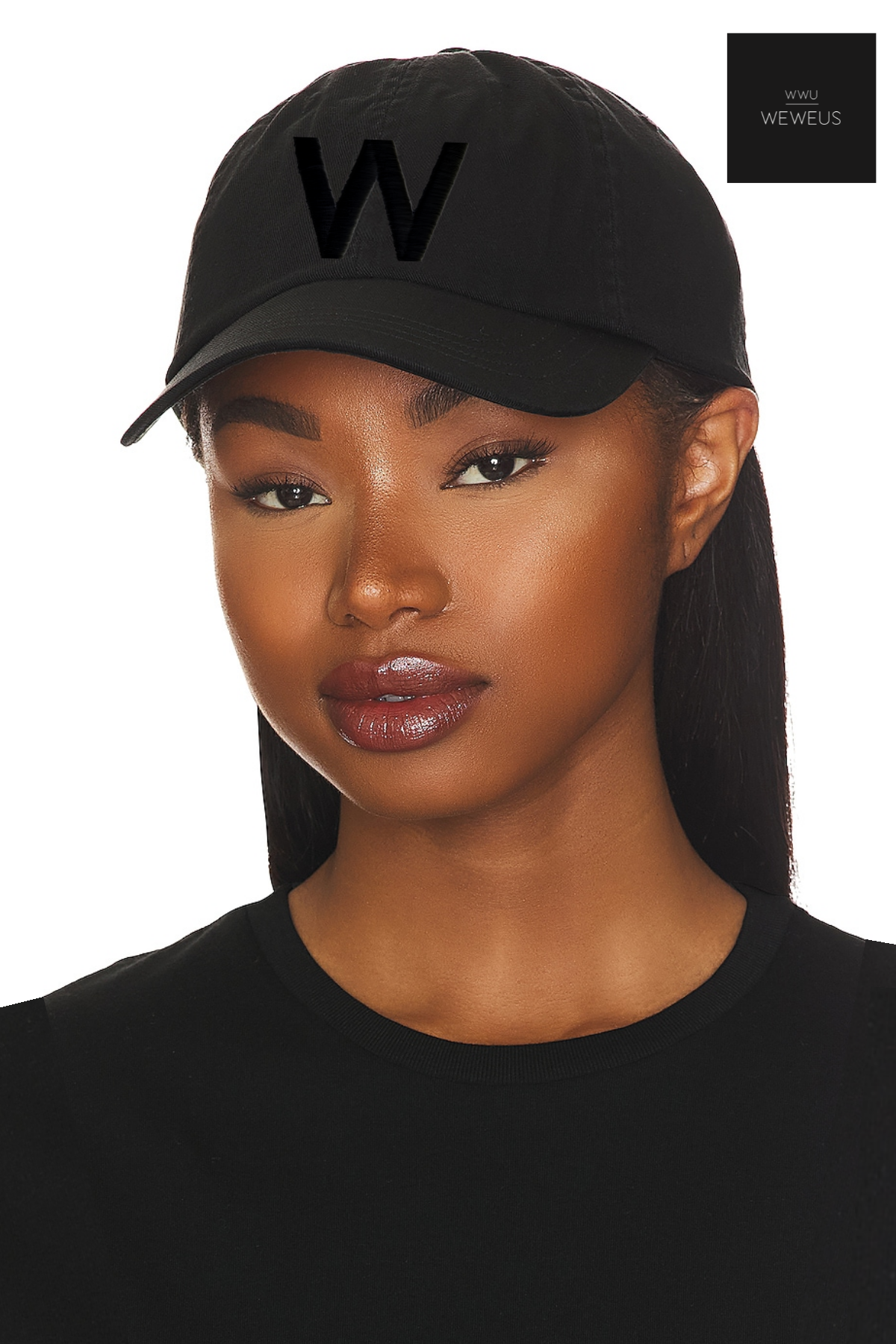 WeWeus Unisex Kadın Siyah W İşlemeli Siyah Lüks Spor Şapka