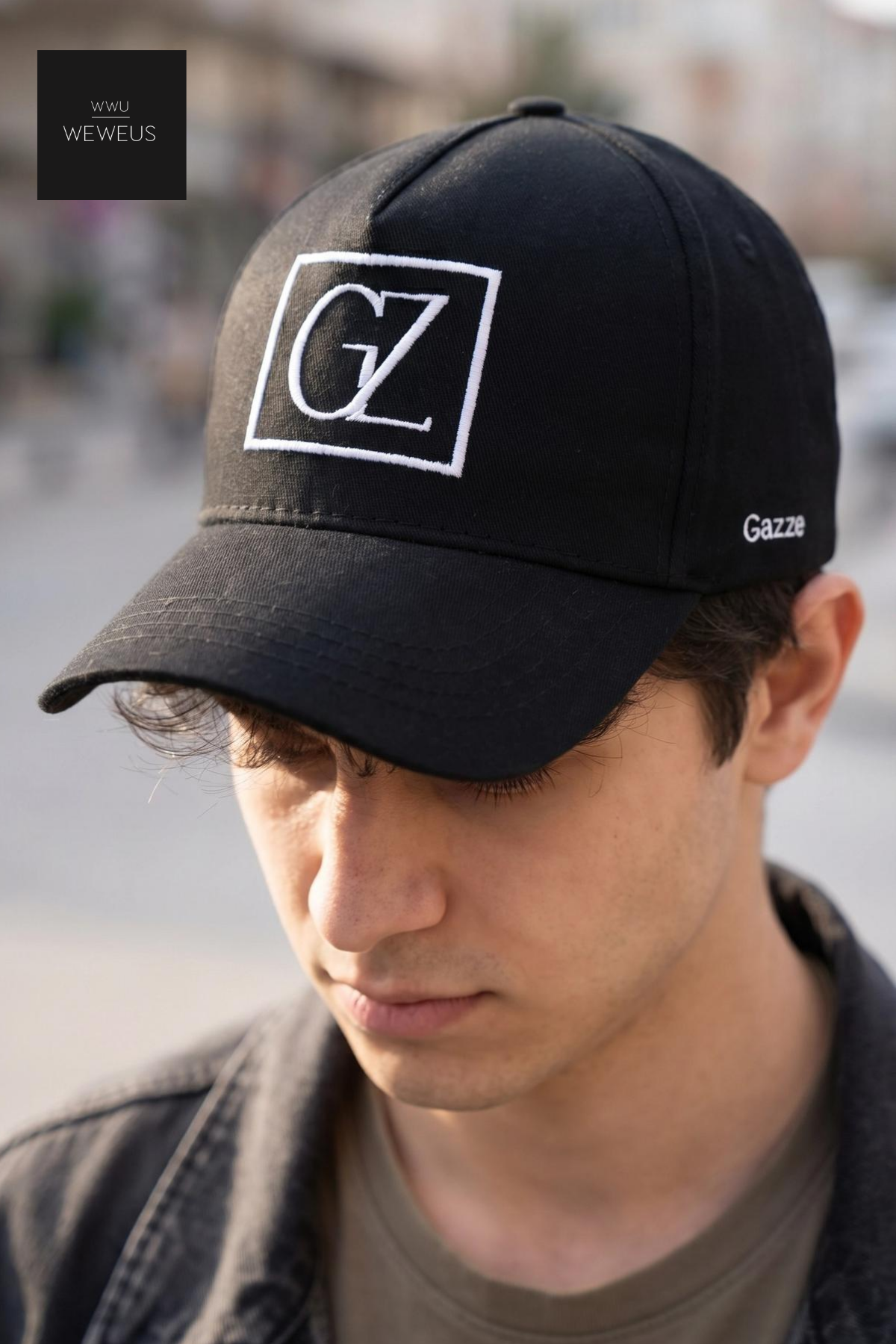 WeWeus Yeni Akım Gazze Destekli GZ İşlemeli Siyah Spor Unisex Kadın Erkek Şapka