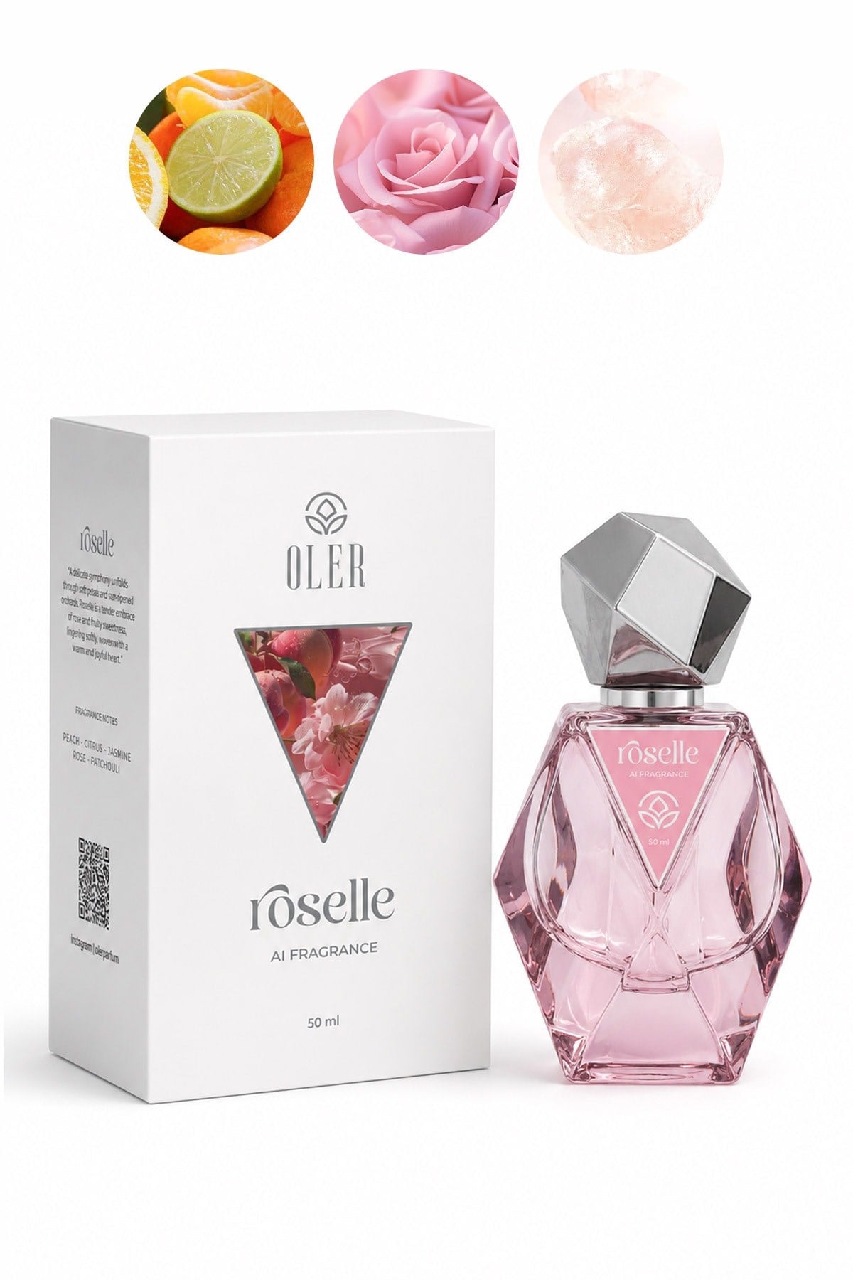 AI Fragrance Roselle EDP Kadın Parfüm 50ml | Şeftali | Citrus | Yasemin | Gül | Paçuli