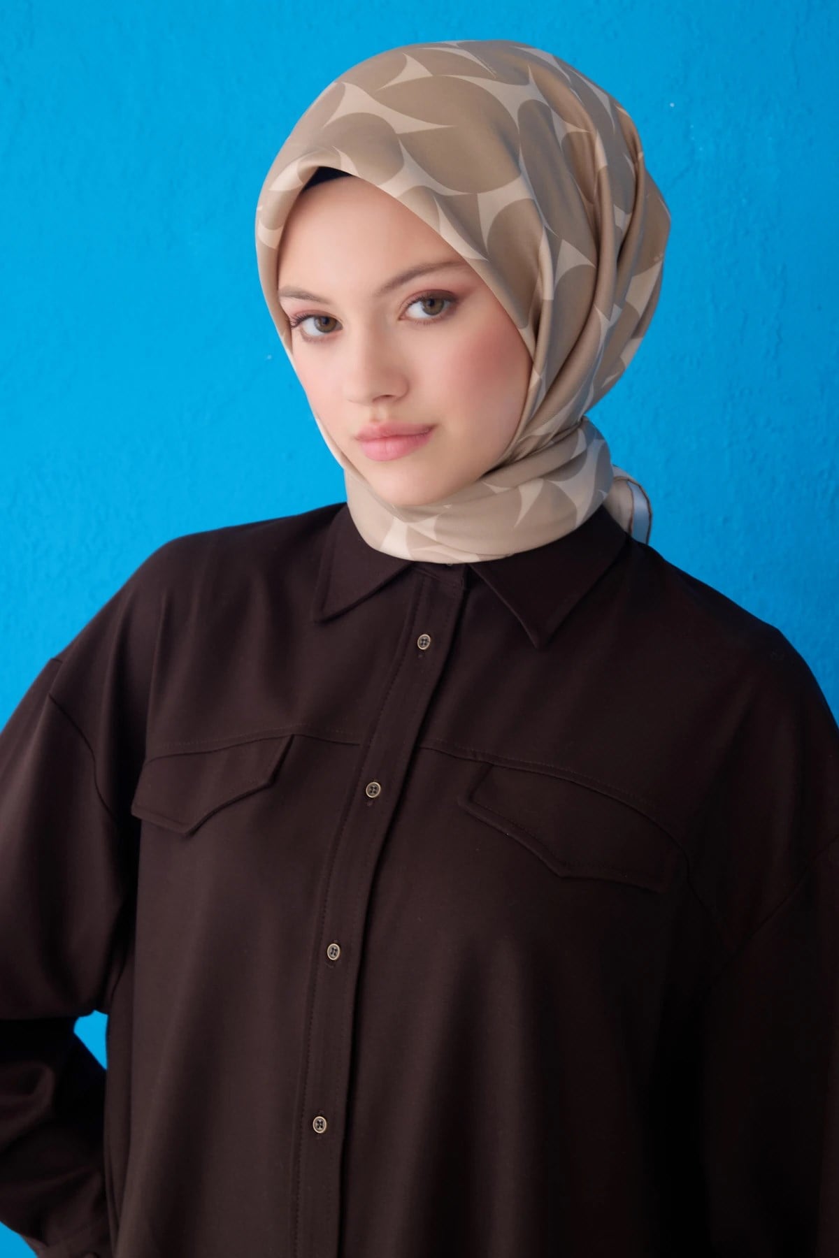 Belli Twill İpek Desenli Eşarp 4117D