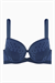 Çapraz Lastik Detaylı Dantelli Dekolte Sütyen - Double Push Up - Fashion - 2510 - Mavi