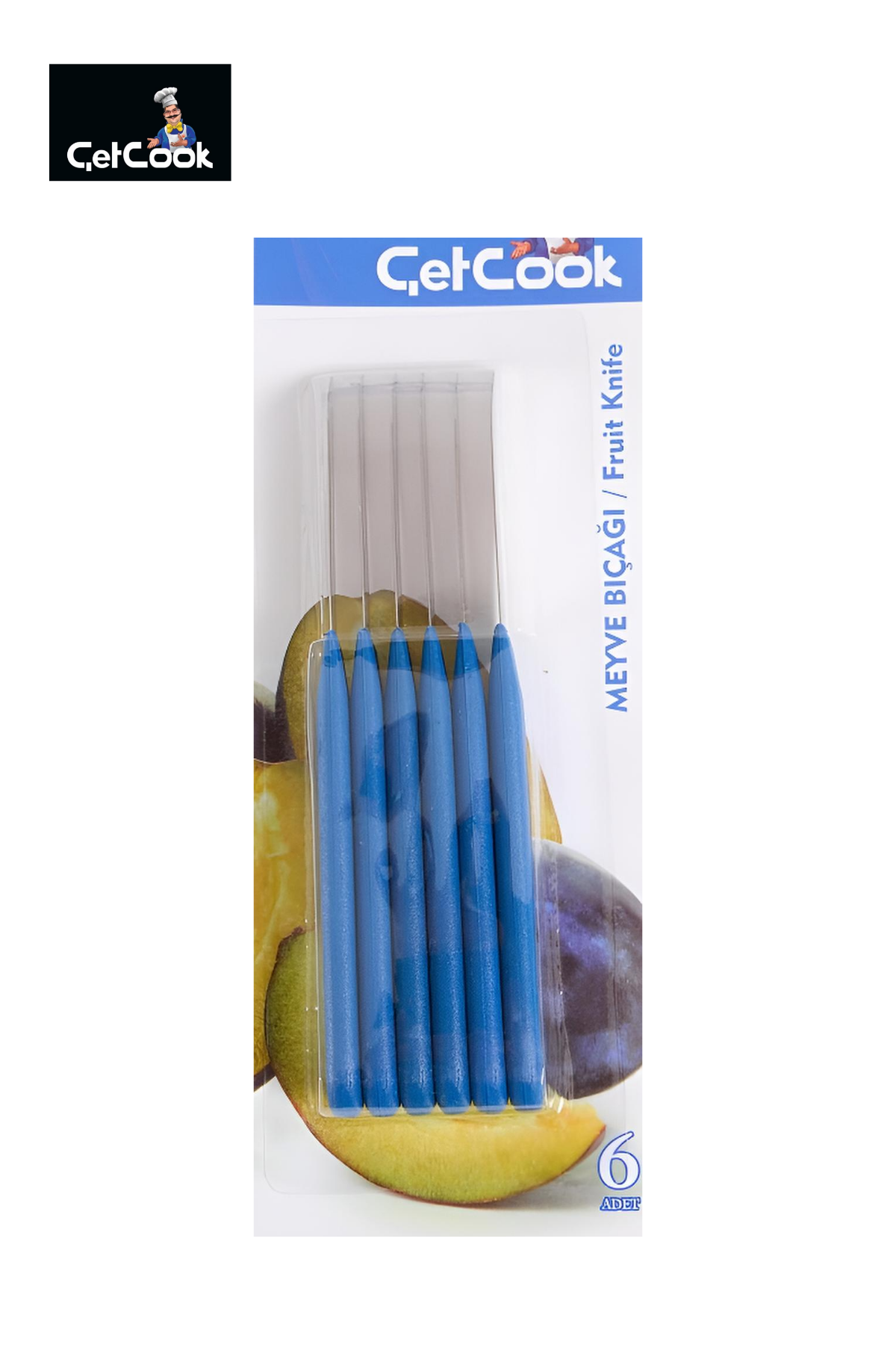 ÇetCook Mavi Saplı Meyve Bıçağı 6'lı