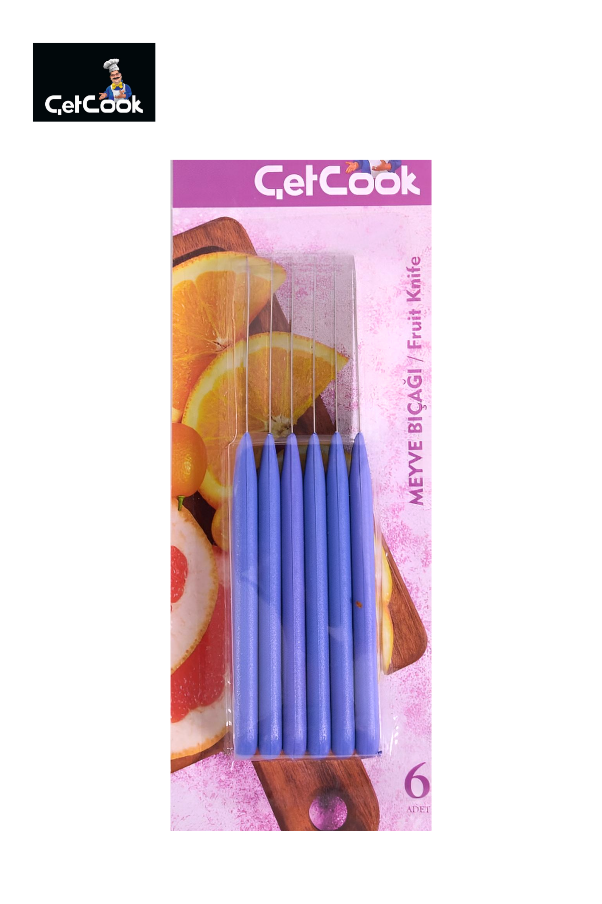 ÇetCook Mor Saplı Meyve Bıçağı 6'lı