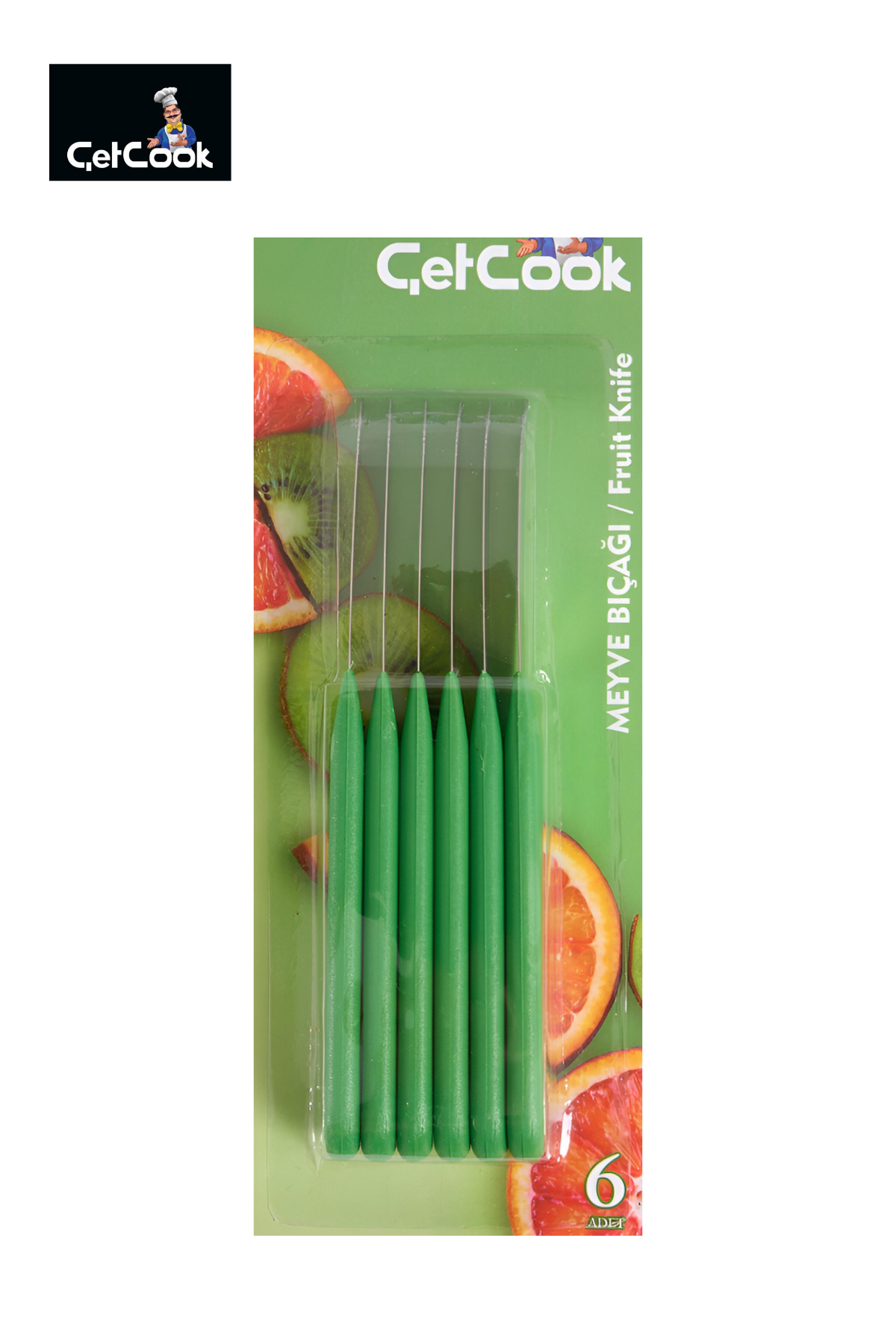 ÇetCook Yeşil Saplı Meyve Bıçağı 6'lı