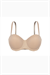 Çizgili Kumaş Straplez Sütyen - Push Up, Dolgulu - 2512 - Açık Kahve