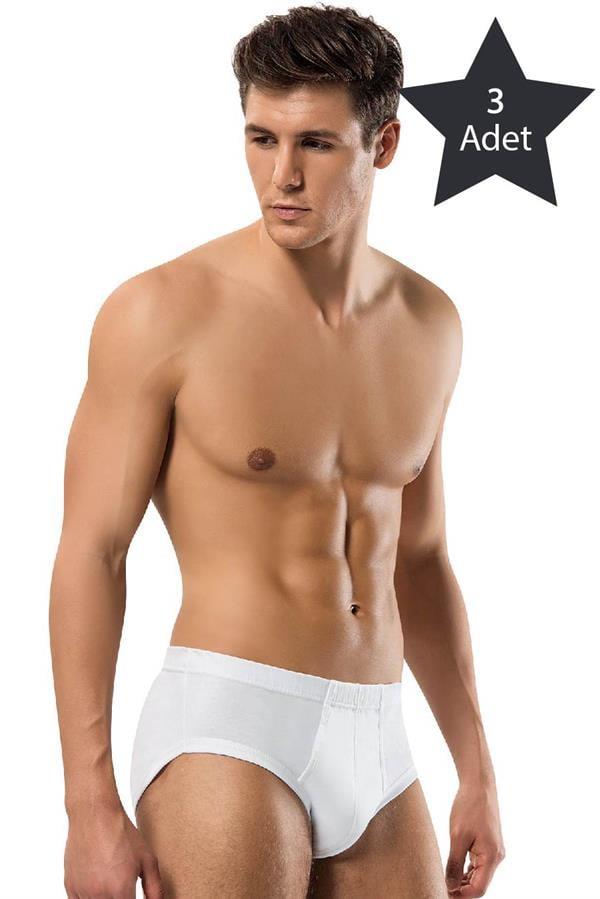 Erdem 3'lü Beyaz Ribana Slip Külot 13203