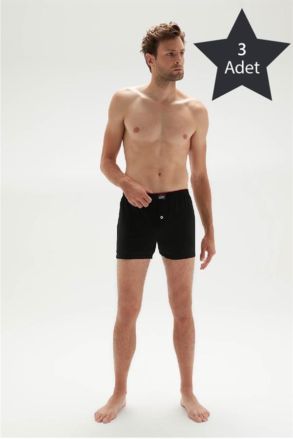 Erdem 3'lü Siyah Penye Boxer 1400