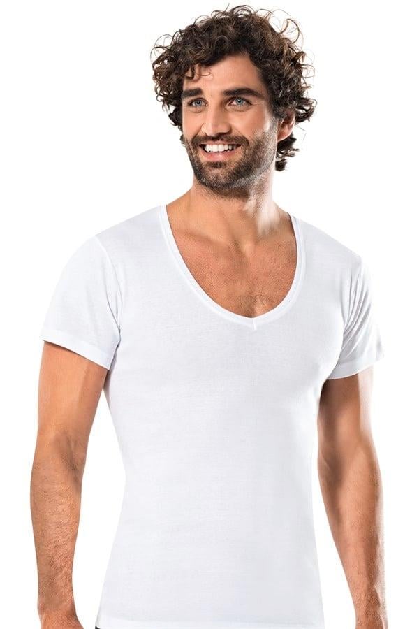 Erdem Beyaz Derin V Yaka Tişört 1129