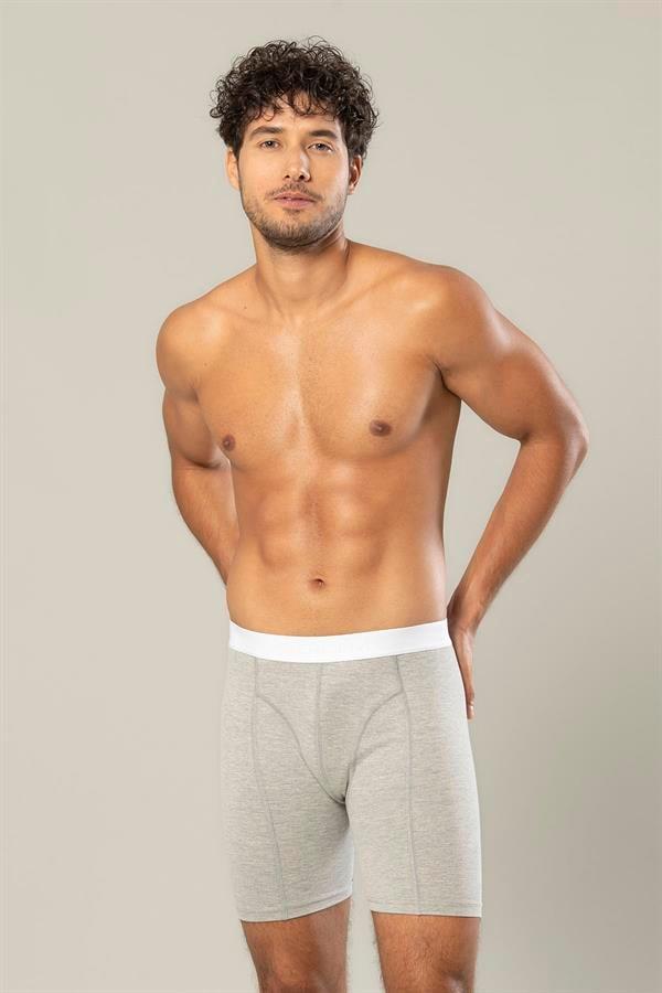 Erdem Gri Melanj Pamuk Elastan Uzun Boxer 1416