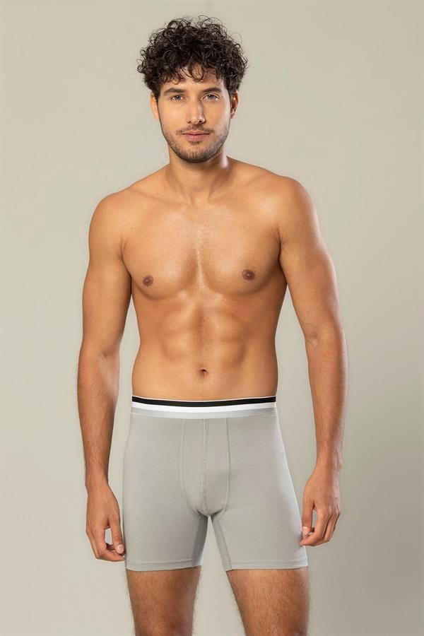 Erdem Gri Pamuk Elastan Uzun Boxer 1415