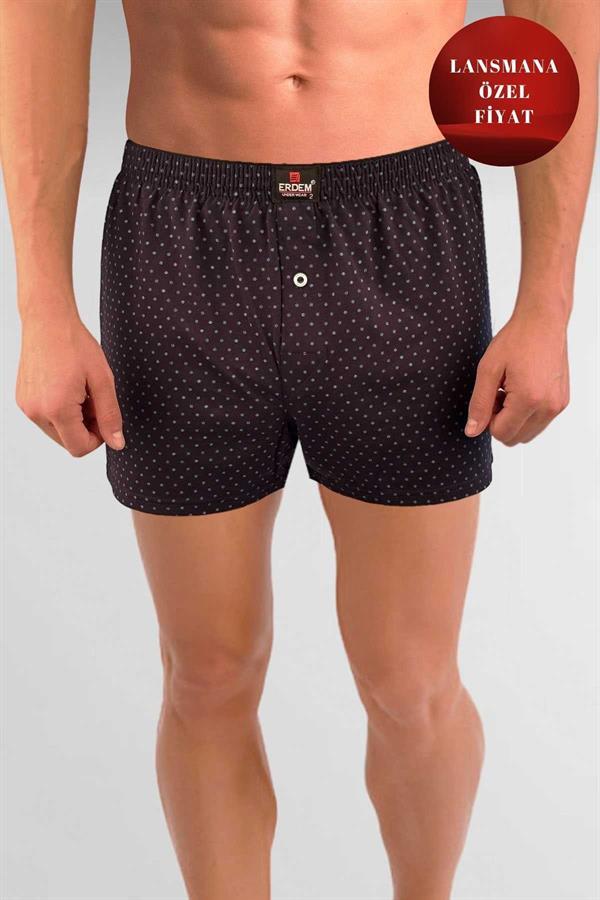 Erdem Lacivert Baskılı Desenli Penye Boxer 1400YLP