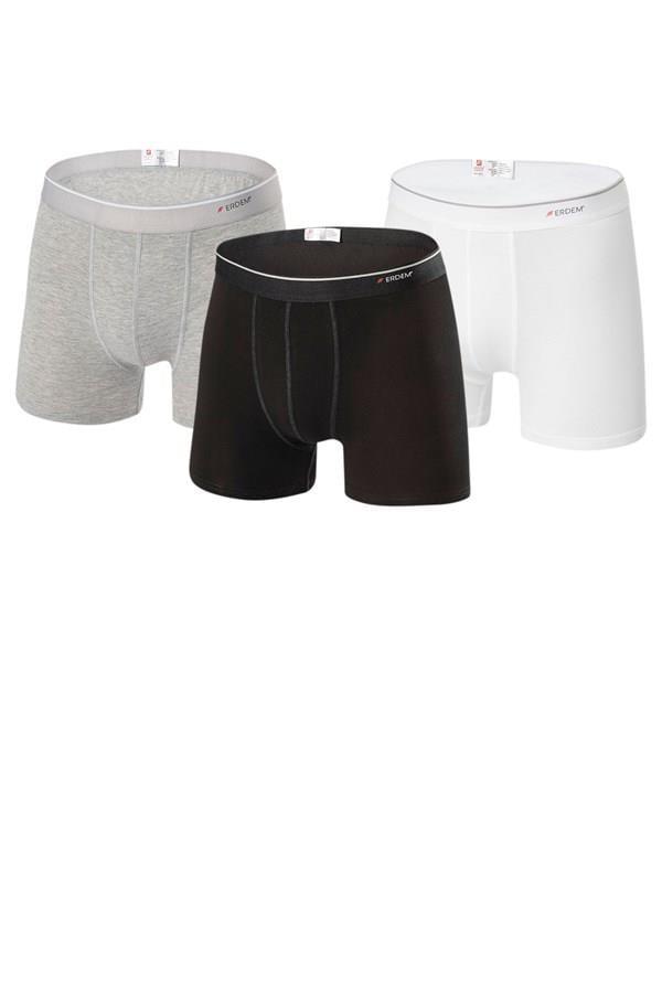Erdem Siyah-Beyaz-Gri 3'lü Basic Boxer 1491