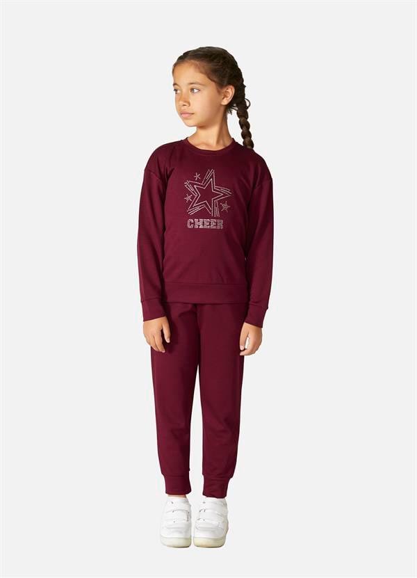 Kız Çocuk Bordo Pijama Takımı 711