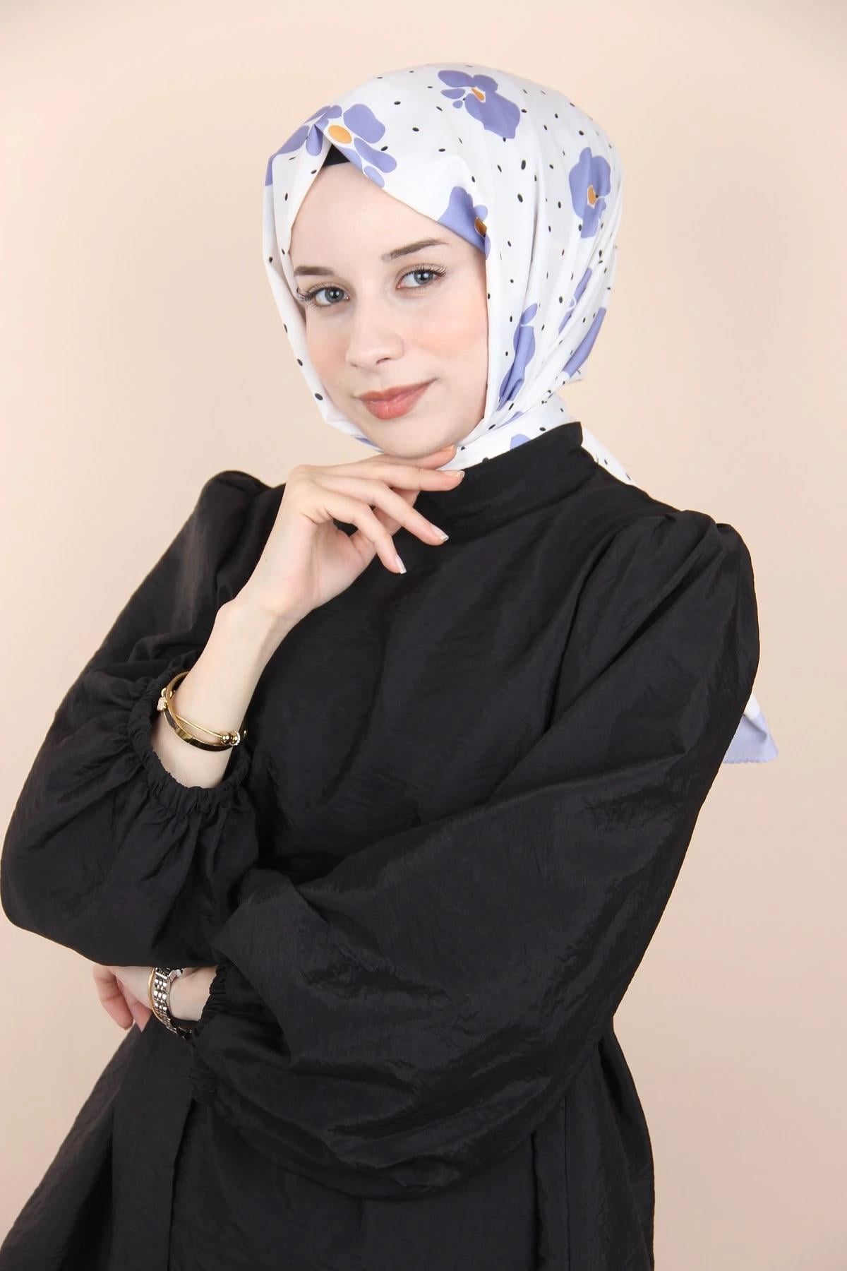 Lila Mor Pamuklu Şal