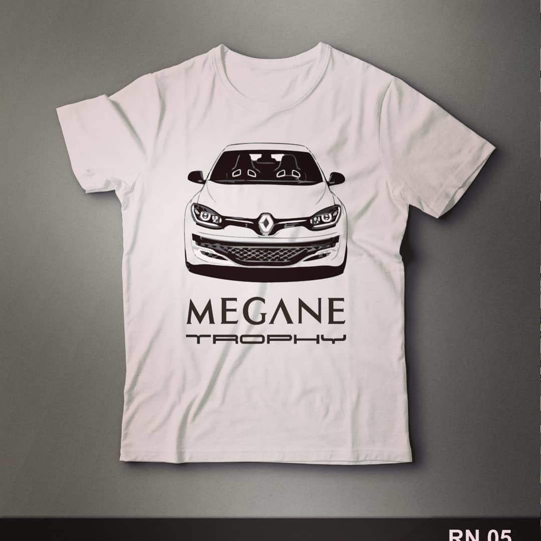 Megane araba baskılı beyaz tişört