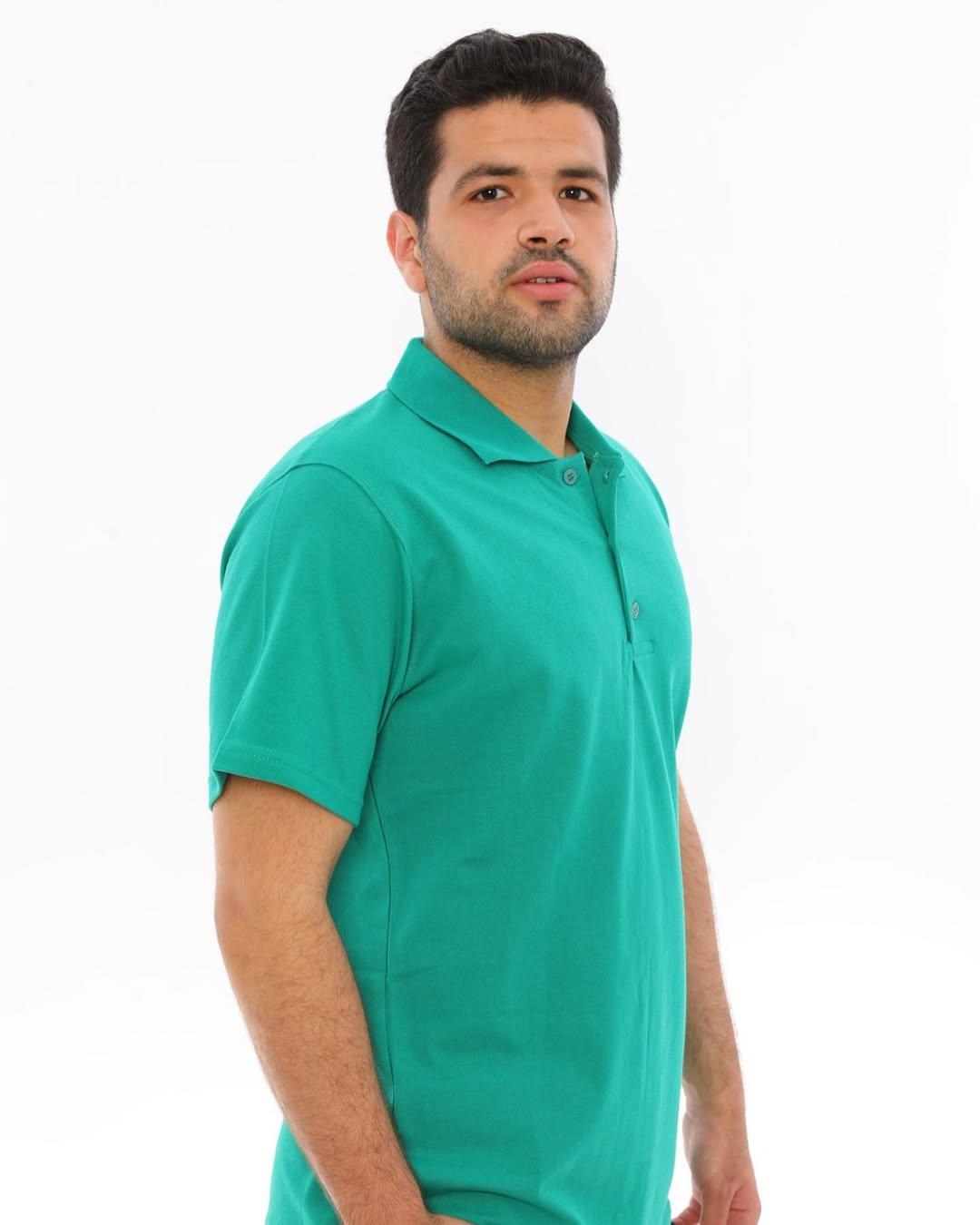 Polo yaka su yeşili tişört
